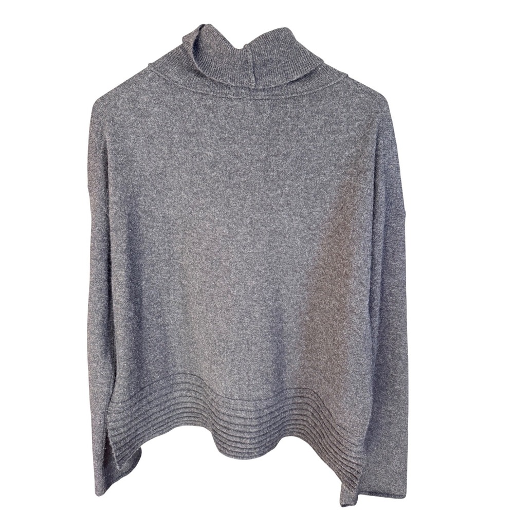Inhabit Turtleneck Sweater M Gray Cashmere Ribbed Hem Drop Shoulder